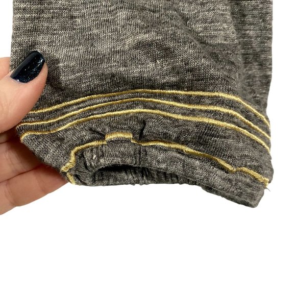 Sundance Kiersey Gold Embroidered Gray Long Sleeve Tassel Linen Top Size S - Picture 2 of 8